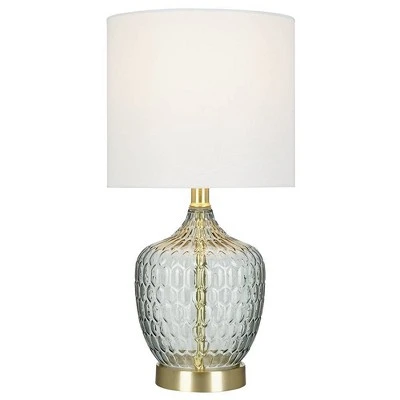 18" Textured Clear Glass Accent Table Lamp with Linen Shade (Includes LED Light Bulb) Gray - Cresswell Lighting 5 18" Textured Clear Glass Accent Table Lamp with Linen Shade (Includes LED Light Bulb) Gray - Cresswell Lighting - Image 5