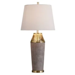 Ceramic Column with Slotted Top Table Lamp Gray - StyleCraft