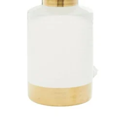 15" x 24" Large Contemporary Style Round Ceramic Table Lamp with Metallic Trim White/Gold - CosmoLiving by Cosmopolitan -Deals A Radiant Den Store unnamed file 4531