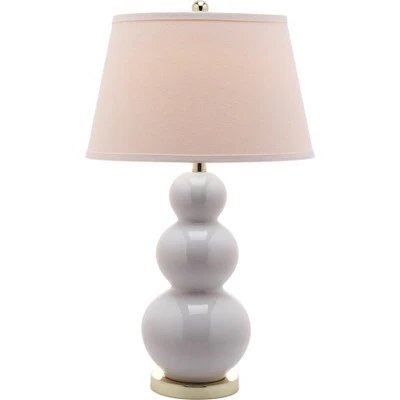 28" Pamela Triple Gourd Ceramic Lamp White (Includes CFL Light Bulb) - Safavieh 1 28" Pamela Triple Gourd Ceramic Lamp White (Includes CFL Light Bulb) - Safavieh