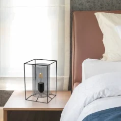 Small Framed Table Lamp with Cylinder Glass Shade Smoke - Lalia Home -Deals A Radiant Den Store unnamed file 4538