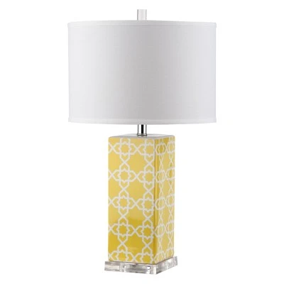 (Set of 2) 27" Quatrefoil Table Lamp Yellow (Includes CFL Light Bulb) - Safavieh 1 (Set of 2) 27" Quatrefoil Table Lamp Yellow (Includes CFL Light Bulb) - Safavieh