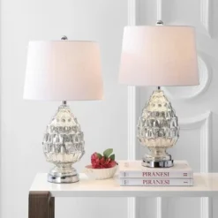 JONATHAN Y 25.5" (Set of 2) Artichoke Glass Table Lamp (Includes LED Light Bulb) Silver - JONATHAN Y