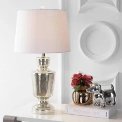 JONATHAN Y 26.5" Glass Olivia Table Lamp (Includes LED Light Bulb) Silver - JONATHAN Y
