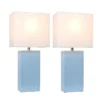 (2pk) 21" Monaco Avenue Modern Leather Table Lamp Periwinkle Blue - Elegant Designs