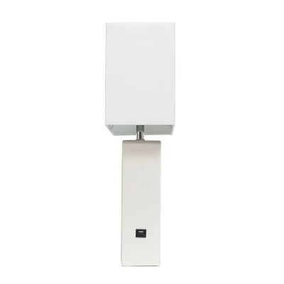 Leather Table Lamp with Fabric Shade White - Elegant Designs 6 Leather Table Lamp with Fabric Shade White - Elegant Designs - Image 6