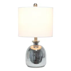 Glass Hammered Jar Table Lamp with Linen Shade White - Lalia Home