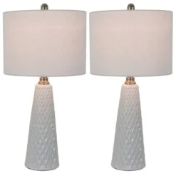 26" Set of Two Jameson Textured Ceramic Table Lamp White - Decor Therapy