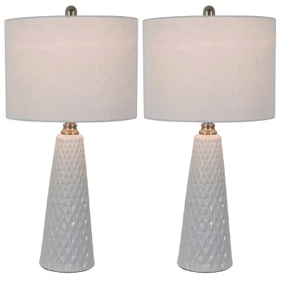 26" Set of Two Jameson Textured Ceramic Table Lamp White - Decor Therapy 1 26" Set of Two Jameson Textured Ceramic Table Lamp White - Decor Therapy