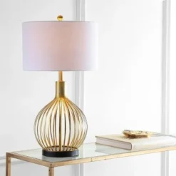 JONATHAN Y 29.5" Metal Baird Table Lamp (Includes LED Light Bulb) Gold - JONATHAN Y