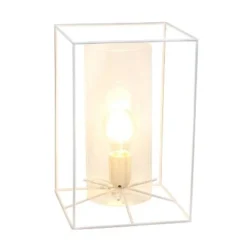 Large Framed Table Lamp with Cylinder Glass Shade White - Lalia Home