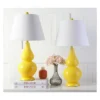 (Set of 2) 26" Cybil Double Gourd Lamp Yellow (Includes CFL Light Bulb) - Safavieh
