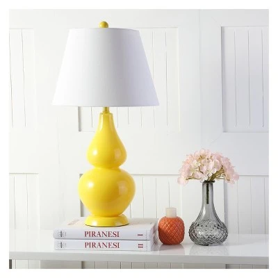 (Set of 2) 26" Cybil Double Gourd Lamp Yellow (Includes CFL Light Bulb) - Safavieh 2 (Set of 2) 26" Cybil Double Gourd Lamp Yellow (Includes CFL Light Bulb) - Safavieh - Image 2