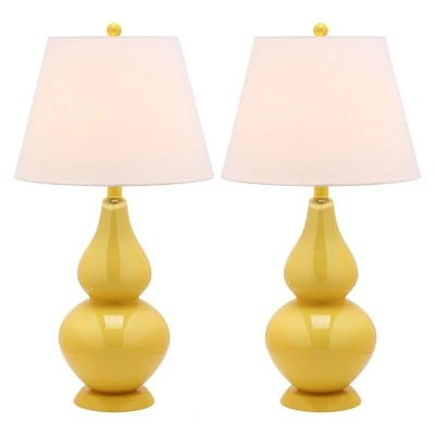 (Set of 2) 26" Cybil Double Gourd Lamp Yellow (Includes CFL Light Bulb) - Safavieh 3 (Set of 2) 26" Cybil Double Gourd Lamp Yellow (Includes CFL Light Bulb) - Safavieh - Image 3