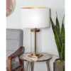 14" x 25" Contemporary Large Cylinder Metal and Glass Table Lamp Gold/White - CosmoLiving by Cosmopolitan