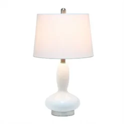 Glass Dollop Table Lamp with Fabric Shade White - Lalia Home