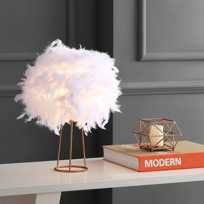 JONATHAN Y 16" Metal Stork Feather Table Lamp (Includes LED Light Bulb) White - JONATHAN Y 1 JONATHAN Y 16" Metal Stork Feather Table Lamp (Includes LED Light Bulb) White - JONATHAN Y