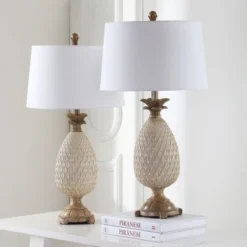 Set of 2 Briar Table Lamp (Includes LED Light Bulb) Antique Cream/Brown - Safavieh