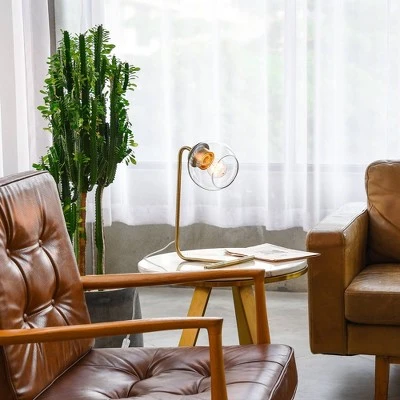 15" Mason Desk Lamp with Glass Shade Matte Brass - Globe Electric 3 15" Mason Desk Lamp with Glass Shade Matte Brass - Globe Electric - Image 3