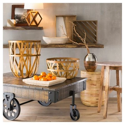 Geometric Wood Figural Accent Lamp Brown - Threshold 1 Geometric Wood Figural Accent Lamp Brown - Threshold