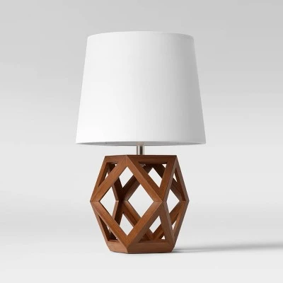 Geometric Wood Figural Accent Lamp Brown - Threshold 2 Geometric Wood Figural Accent Lamp Brown - Threshold - Image 2
