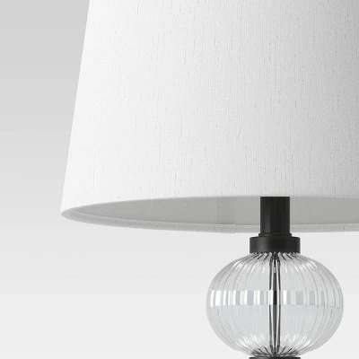 Large Assembled Glass Stacked Ribbed Table Lamp (Includes LED Light Bulb) Clear - Threshold™ 3 Large Assembled Glass Stacked Ribbed Table Lamp (Includes LED Light Bulb) Clear - Threshold™ - Image 3