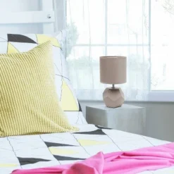 Round Prism Mini Table Lamp with Matching Fabric Shade Gray - Simple Designs -Deals A Radiant Den Store unnamed file 480