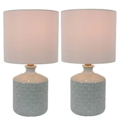 Set of 2 Della Ceramic LED Table Lamps (Includes Energy Efficient Light Bulb) - Decor Therapy White