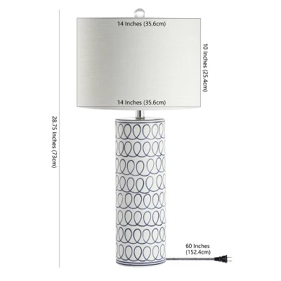 JONATHAN Y 28.75" Ceramic Loop Modern Column Table Lamp (Includes LED Light Bulb) Blue and White - Jonathan Y 3 JONATHAN Y 28.75" Ceramic Loop Modern Column Table Lamp (Includes LED Light Bulb) Blue and White - Jonathan Y - Image 3