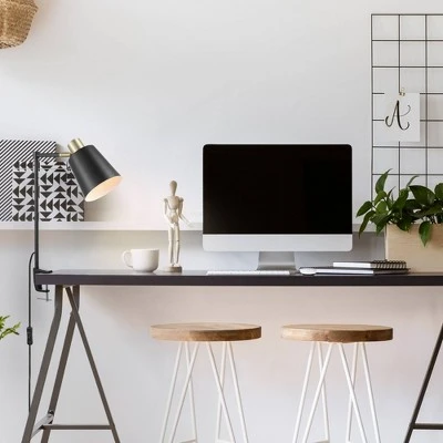 19" Lex Clamp-on Desk Lamp Black and Gold - Globe Electric 2 19" Lex Clamp-on Desk Lamp Black and Gold - Globe Electric - Image 2