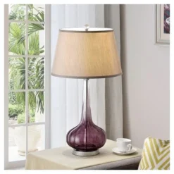 30" Retro Glass Table Lamp with 3-way Switch Purple - Ore International