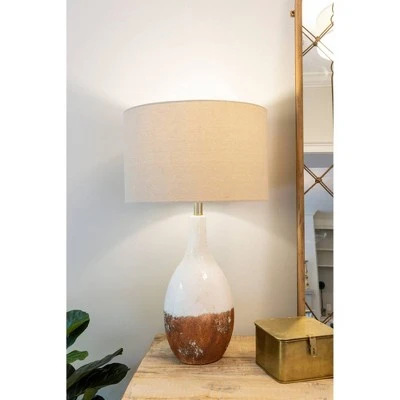 (Set of 2) Two-Tone Ceramic Table Lamp with Linen Shade Each one will Vary - 3R Studios 1 (Set of 2) Two-Tone Ceramic Table Lamp with Linen Shade Each one will Vary - 3R Studios
