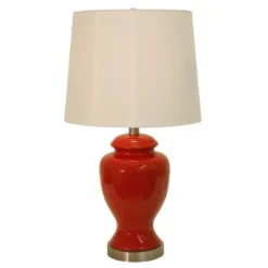 24" Lorren Ceramic Desk Lamp Maroon - Decor Therapy