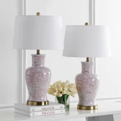 Set of 2 Calli Table Lamps Pink/White (Includes LED Light Bulb) - Safavieh