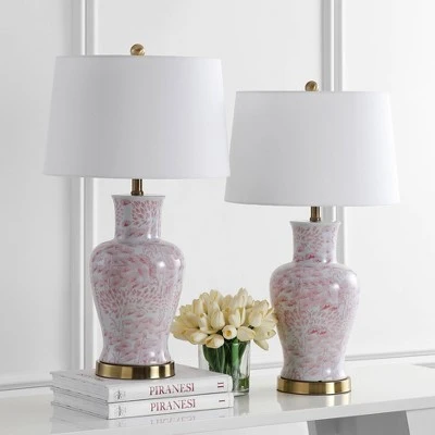 Set of 2 Calli Table Lamps Pink/White (Includes LED Light Bulb) - Safavieh 1 Set of 2 Calli Table Lamps Pink/White (Includes LED Light Bulb) - Safavieh