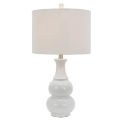 26.5" Harper Ceramic Table Lamp White (Includes CFL Light Bulb) - Decor Therapy