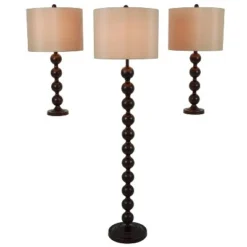 58.5" 3pk Ettie Stacked Ball Table Lamp Bronze - Decor Therapy