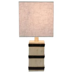 15" Campbell Square Barrel Accent Table Lamp (Includes LED Light Bulb) White - Decor Therapy