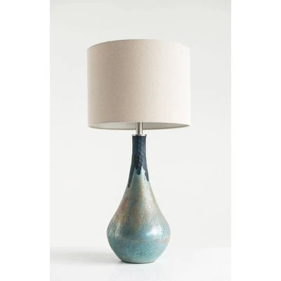 Glass Table Lamp with Linen Shade - 3R Studios 1 Glass Table Lamp with Linen Shade - 3R Studios