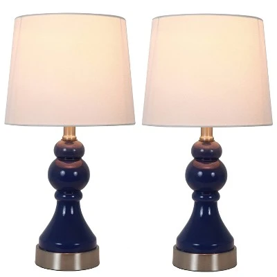 Set of 2 Draper Table Lamp with USB Ports (Includes LED Light Bulb) Blue - Decor Therapy 1 Set of 2 Draper Table Lamp with USB Ports (Includes LED Light Bulb) Blue - Decor Therapy