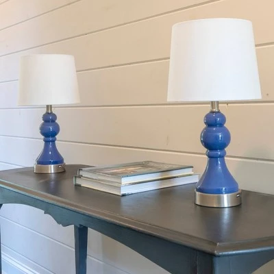 Set of 2 Draper Table Lamp with USB Ports (Includes LED Light Bulb) Blue - Decor Therapy 6 Set of 2 Draper Table Lamp with USB Ports (Includes LED Light Bulb) Blue - Decor Therapy - Image 6