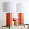 (Set of 2) 26" Roxanne Table Lamp Orange (Includes CFL Light Bulb) - Safavieh
