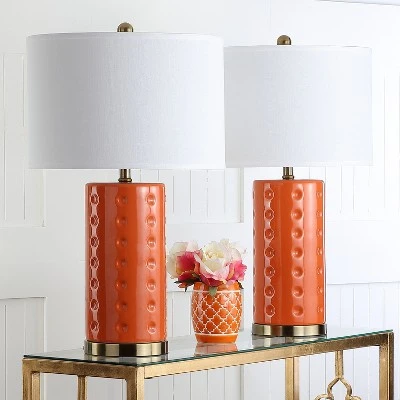 (Set of 2) 26" Roxanne Table Lamp Orange (Includes CFL Light Bulb) - Safavieh 1 (Set of 2) 26" Roxanne Table Lamp Orange (Includes CFL Light Bulb) - Safavieh