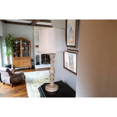 30" x 12" Dora Sculpted Resin Table Lamp Distressed Cream - Decor Therapy 8 30" x 12" Dora Sculpted Resin Table Lamp Distressed Cream - Decor Therapy - Image 8