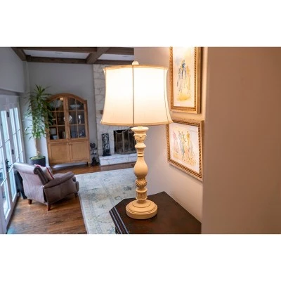 30" x 12" Dora Sculpted Resin Table Lamp Distressed Cream - Decor Therapy 9 30" x 12" Dora Sculpted Resin Table Lamp Distressed Cream - Decor Therapy - Image 9