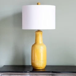 27.5" Patterned Ceramic Table Lamp Camel Glaze - Decor Therapy -Deals A Radiant Den Store unnamed file 5125