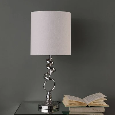 21.5" Modern Metal Table Lamp with Twisted Base Silver - Ore International 2 21.5" Modern Metal Table Lamp with Twisted Base Silver - Ore International - Image 2
