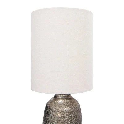 Terracotta Table Lamp with Metallic Glaze and Linen Shade - 3R Studios 5 Terracotta Table Lamp with Metallic Glaze and Linen Shade - 3R Studios - Image 5