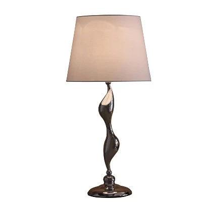 24" Modern Metal Table Lamp with Twisted Base Silver - Ore International 1 24" Modern Metal Table Lamp with Twisted Base Silver - Ore International