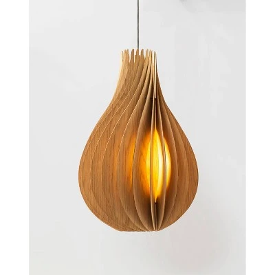 19.75" Modern Oak Wood Hanging Acorus Pendant Light Brown - Ore International 2 19.75" Modern Oak Wood Hanging Acorus Pendant Light Brown - Ore International - Image 2